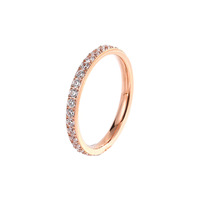 Bague en acier inoxydable QM style coréen minimaliste avec diamants incrustés, pour femme, polyvalente, élégante et tendance, accessoire de niche.