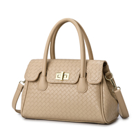 Juego de 3 Bolsos de Piel Sintética con Patrón Tejido para Mujer, Bolso de Mano, Bolso Bandolera y Cartera con Tarjetero, Venta al Por Mayor Personalizada