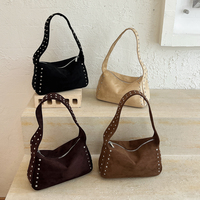 Sac à main femme personnalisé à bandoulière unique 2026, sac à l'épaule vintage en daim à rivets pour filles