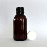 Bouteille en plastique PET de 100ML brun foncé pour médicament liquide oral sirop contre la toux eau avec bouchon à vis à double échelle