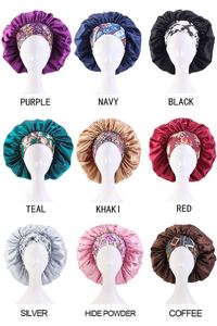 Gorro de Satén con Estampado Floral de Talla Grande para el Cuidado del Cabello Rizado de Mujer, Banda Ancha, para Viajes y Playa, Calidad de Salón - Product Image 6