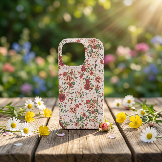 Romantic Floral Print Leather Protective Case for Iphone 16/15 Pro Max/17 Durable Anti-Fingerprint Shockproof 360 Protection