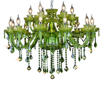 Lustre moderne à LED vert pour chambre à coucher et cuisine, luminaires en verre de couleur verte, Lustre De Cristal Teto