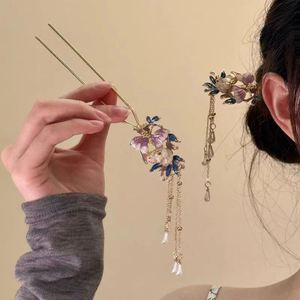 Chinese Style butterfly <b>Flower</b> Hairpin Butterfly Enamel Hair Stick Hair Chop <b>Sticker</b> for Women Bu Yao Hair Accessory for Hanfu - Product Image 2