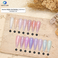 Gel de construction pour ongles à paillettes blanc laiteux sans acide et sans HEMA, inodore, longue durée, gel de construction à paillettes Aurora, extension d'ongles