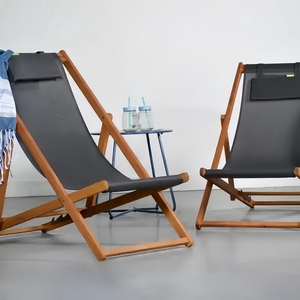 เก้าอี้กลางแจ้งปรับได้พับได้มีพนักพิงศีรษะทนทานโครงไม้ยูคาลิปตัสเก้าอี้ดาดฟ้าผ้าโพลีเอสเตอร์แบบพกพาสำหรับสวนสาธารณะ - Product Image 6