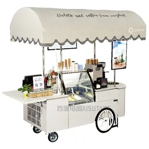 Easybest Desain Modis Es Krim Gerobak Lemari Kaca Gelato Freezer