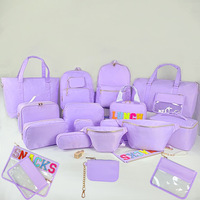 Sac banane en nylon avec fermeture éclair, série Lavande Stoney Clover, pochette cosmétique en PVC, sacs à déjeuner, sac à dos, style européen, imperméable, grande taille