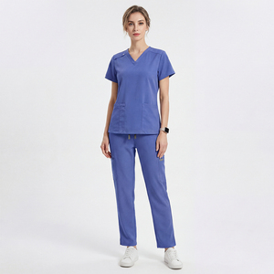 Conjuntos <span class=keywords><strong>de</strong></span> uniformes médicos con cintura acanalada y pantalones <span class=keywords><strong>de</strong></span> pierna ancha para mujer, materiales elásticos, pedido al por mayor, para proveedores - Product Image 1