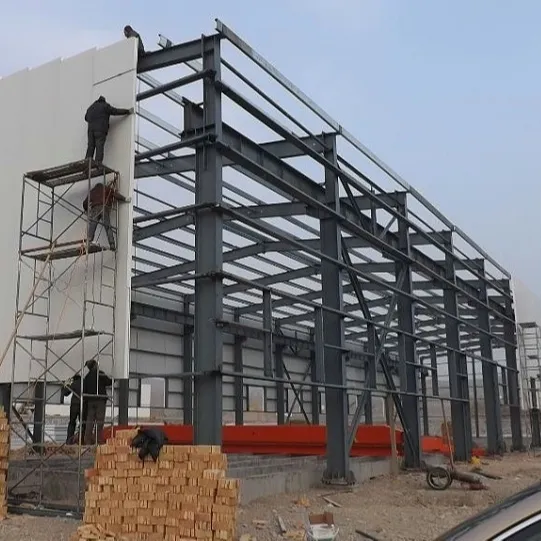 Yinong Low Cost Light Steel Structure Building Construction Gable Frame Prefabricated Industrial Warehouse