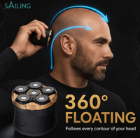 Rasoir rotatif sans fil SR10-1005-3 pour hommes chauves, charge rapide Type-C, étanche IPX6, rasoir électrique pour crâne avec écran LED, pour la maison et les professionnels de la coiffure