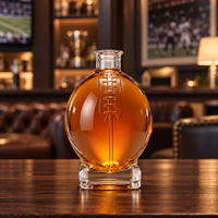 Bouteille de liqueur en verre personnalisée de 750 ml en forme de ballon de football américain pour whisky, bourbon, brandy, emballage cadeau sportif