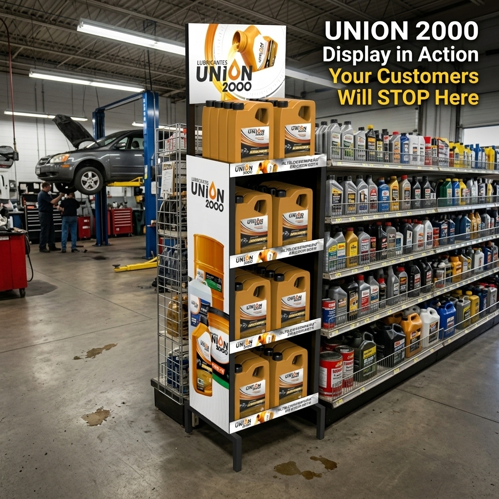 Custom Metal Engine Oil Display Rack Heavy Duty Lubricant Bottle Stand Automotive Motor Oil Retail Shelf Gas Station Floor Rack — view 2