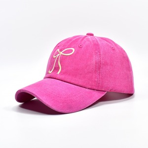Nueva moda Lasy 6 paneles sombrero lavado algodón papá gorra Bowknot bordado gorra de béisbol para mujer - Product Image 2