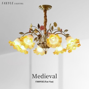 Lustre en fer et verre de style français, <span class=keywords><strong>LED</strong></span>, pour <span class=keywords><strong>salon</strong></span>, design artistique, éclairage vintage, nouveau modèle, style pastoral romantique - Product Image 2