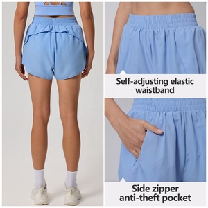 Pantalons de <span class=keywords><strong>yoga</strong></span> sportifs pour femmes à taille haute, personnalisés, à séchage rapide, respirants, décontractés, shorts de course pour l'été, coupe ample avec poche - Product Image 3