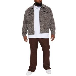 Veste en laine tweed de style camionneur pour homme, sur mesure, en chocolat, taille plus, YUCHEN - Product Image 6