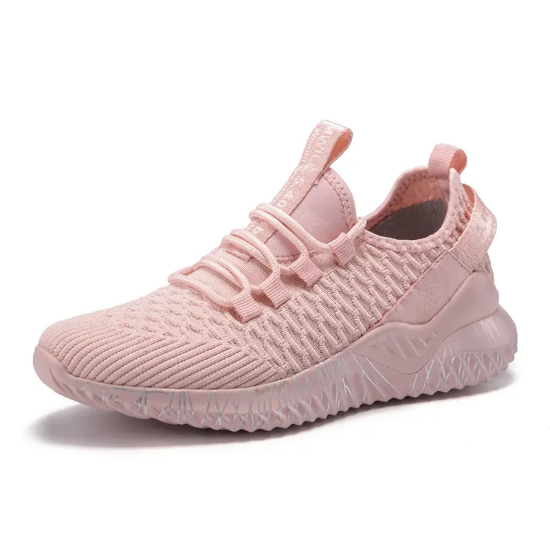 Лучшая брендовая уличная прогулочная обувь, вязаная розовая Женская необычная спортивная обувь