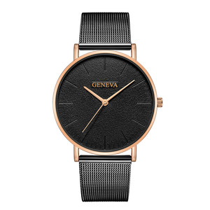 Nueva llegada Unisex correa de malla de acero inoxidable minimalista <span class=keywords><strong>Ginebra</strong></span> relojes para hombres - Product Image 2