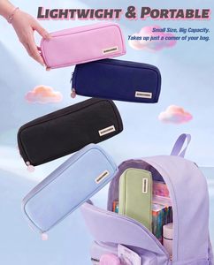 Trousse à crayons en maille mignonne avec 3 grands compartiments, fentes élastiques pour stylos, poches en maille, fermeture à glissière pour filles, garçons, femmes et adolescents - Product Image 5