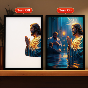 Cuadro de Jesucristo, Arte Luminoso con Marcos de Madera, Arte Cristiano para Decoración del Hogar, Regalo para Sala de Oración de la Iglesia - Product Image 2