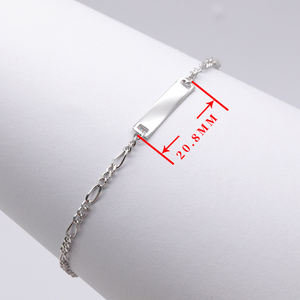 Gelang LOGO nama kustom 925 perak murni ukiran Laser kosong melengkung persegi panjang gelang dewasa hadiah Hari Jadi - Product Image 2