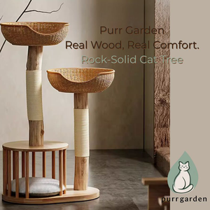 Luxury Modern Solid Wood <strong>Cat</strong> Tree with Wicker Condo Space Saving <strong>Scratching</strong> Post and Activity <strong>Tower</strong> for Small Apartments - Product Image 2