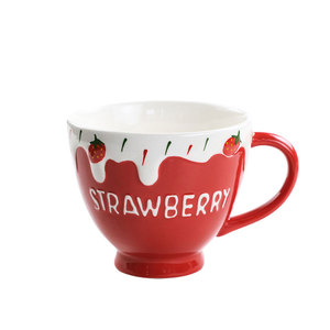 Tazas de Café de Cerámica con Diseño Creativo de Fresa 3D, Tazas de Leche de Cerámica Pintadas a Mano con Frutas, Lindas Tazas de Agua para Regalo - Product Image 3