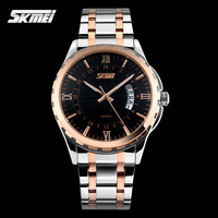 Montre Homme Quartz Classique SKMEI 9069 en Acier Doré, Étanchéité Personnalisable avec Logo