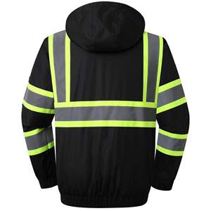 Veste de sécurité unisexe réfléchissante à haute visibilité à capuche en polyester avec détection d'aiguille Uniformes de protection améliorés - Product Image 3