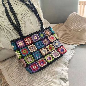 Kit de <span class=keywords><strong>sac</strong></span> à bandoulière carré à motifs granny en perles DIY, ensemble de fabrication de <span class=keywords><strong>sac</strong></span> à main tissé à la main avec perles, pour débutants - Product Image 4