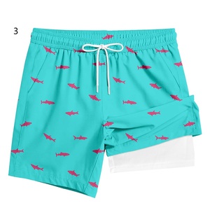 Bañador 2 en 1 de secado rápido para hombre, pantalones cortos de playa de doble capa con degradado - Product Image 4