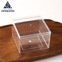 Boîtes d'emballage alimentaire en plastique PS transparent de qualité alimentaire certifiées ISO, écologiques, personnalisées en gros, pour brownies, gâteaux, bonbons, collations