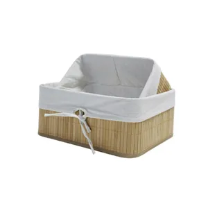 Bedroom essential pop up eco-friendly folding bamboo storage basket towel baskets