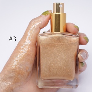 MLM Private Label Custom Scent 100ml Shimmer Body Oil Cylinder Gold Cap Long Lasting Glow smooth <b>texture</b> lightweight oil - Product Image 4