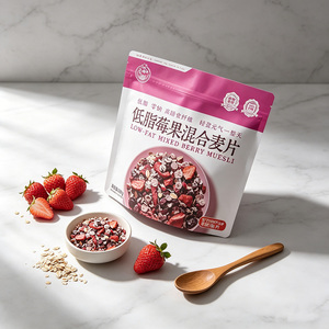 Sachet Doypack Haute Barrière avec Fermeture Éclair, Stratifié VMPET, Anti-Humidité, Qualité Alimentaire, pour <span class=keywords><strong>Muesli</strong></span> aux Baies et Granola 500g - Product Image 1