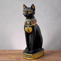 Sculpture de chat noir et blanc en résine, style mythologie égyptienne ancienne, pour décoration de maison ou de bureau, idée cadeau