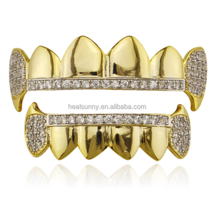 Ensemble de bijoux personnalisé, style hip-hop, appareil dentaire, crocs de vampire, zircone cubique micro-pavé, bling bling, <span class=keywords><strong>grilz</strong></span> dentaire - Product Image 1