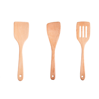 Onbeschilderde groothandel natuurlijke beukenhouten kookgereiset, houten spatel, lepel, saladevork, antiaanbak keukengerei