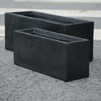 Grands pots rectangulaires de jardin extérieur Grande jardinière en fibre de verre Pot de propagation en métal pour plantes Argile Ciment Fibre Argile Ciment