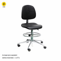 Chaise ESD en mousse PU antistatique, siège de laboratoire réglable en hauteur, base en acier chromé à 5 étoiles, tabouret de laboratoire pour atelier SMT