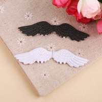 Patchs brodés en forme d'ailes d'ange noires et blanches, à coller sur les vêtements, patch décoratif pour vestes, jeans, sacs, bricolage