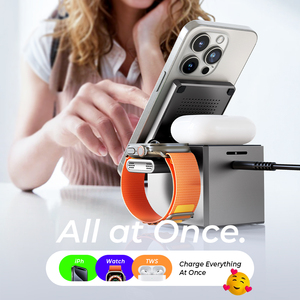 Cargador Inalámbrico Magnético 3 en 1 Plegable LISEN QI2, Base de <span class=keywords><strong>Carga</strong></span> Rápida de 15W para iPhone 17 <span class=keywords><strong>Pro</strong></span>, <span class=keywords><strong>AirPods</strong></span> <span class=keywords><strong>Pro</strong></span> y Apple Watch Ultra - Product Image 5