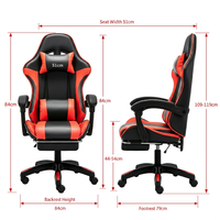 Chaise de jeu ergonomique inclinable avec repose-pieds rétractable, appui-tête en cuir PU, soutien lombaire 360° °   Chaise pivotante pour bureau à domicile