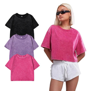 Camiseta Corta Oversize para Mujer, 240 GSM, 100% Algodón, Estilo Y2K, Streetwear, Holgada, para Chicas - Product Image 1