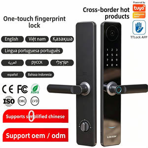Serrure <span class=keywords><strong>de</strong></span> porte intelligente compatible avec l'application Tuya, stockage sur le cloud, sécurité intelligente, alliage d'aluminium, empreinte digitale, carte, mot <span class=keywords><strong>de</strong></span> passe, clé - Product Image 2