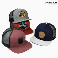 Gorra Trucker de Malla de Sarga de 5 Paneles con Logotipo Personalizado al por Mayor, Parche Bordado 3D, Visera Plana, Estilo Urbano, Gorra Snapback