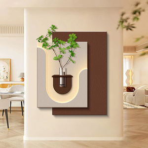 Современная декоративная картина в скандинавском стиле с УФ-гравировкой под песчаник, светодиодной подсветкой и декором в виде вазы для интерьера дома - Product Image 1