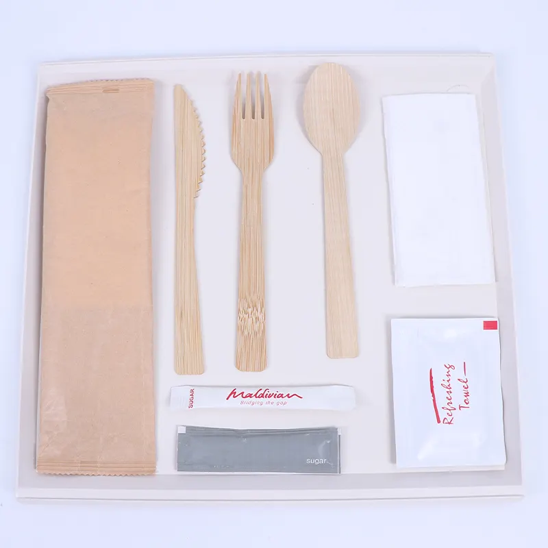 Ensemble de couverts écologiques réutilisables, biodégradables et durables, pour assiettes, couteaux et fourchettes en bambou, 15 pièces