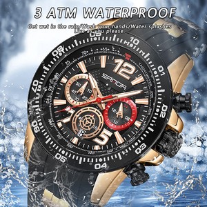 Montre à quartz pour homme Sanda 5504, lumineuse, avec trois aiguilles, calendrier, bracelet en silicone étanche, montre de sport pour homme - Product Image 6